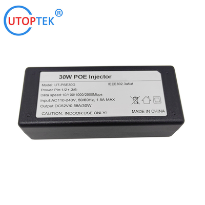 10/100/1000/2500Mbps 30W Gigabit Standard POE Injector ieee802.3af/at PoE data & power:100meters for Cameras wireless AP