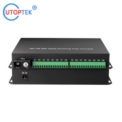 4/8 Port bidi dry contact closure over fiber media converter for alarm system Infrared radiation