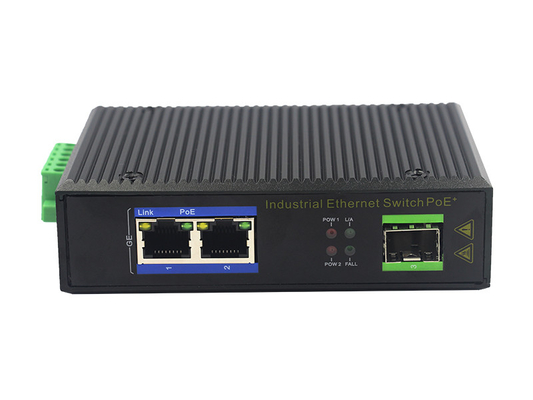 UT12FP-SFP unmanaged industrial 2x10/100Base-Tx POE+ 1x100M-Fx SFP ethernet switch DIN Rail