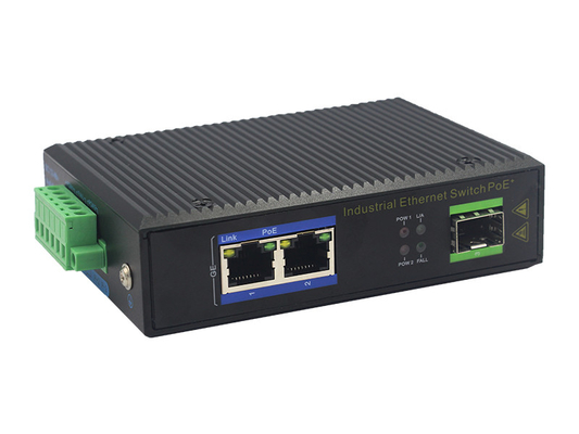 UT12FP-SFP unmanaged industrial 2x10/100Base-Tx POE+ 1x100M-Fx SFP ethernet switch DIN Rail