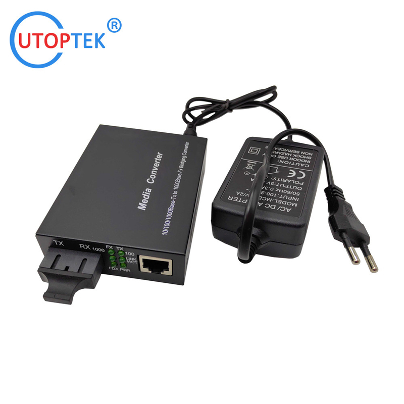 10/100/1000Mbps MultiMode dual SC 850nm 550m Fiber media converter with DC5V power supply