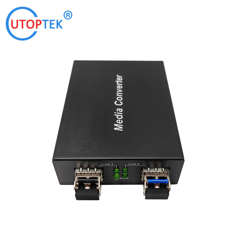 100M 1000M SM to MM media converter, 2*SFP port, Fiber to fiber converter optical extender with SFP transceiver