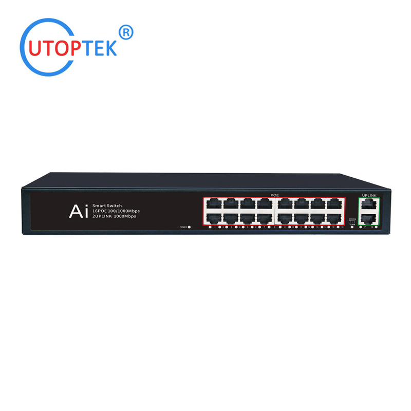 16x10/100/1000M POE 30W+2 UPlink UTP IEEE802.3af/at POE Etherent switch for CCTV Network system