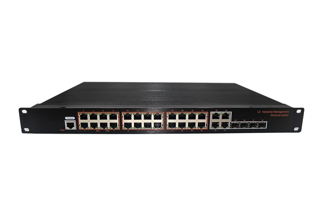 1U RACK Management Industrial 24x10/100/1000BASE-TX POE+4Combo SFP/RJ45+1xConsole port Network POE Ethernet Switch