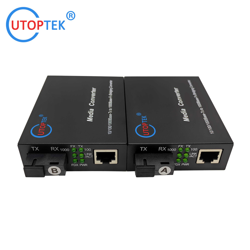 10/100/1000Mbps SM Bidi 20km Fiber media converter 1310/1550nm with DC5V power supply