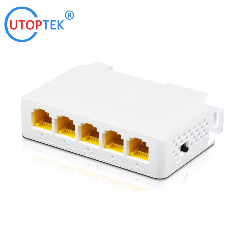 DIN Rail POE Repeater Extender 1In 4Out Hi Power 90W to 4port 30W DC48V IEEE802.3AF/AT/BT for extend distance CCTV IP Network
