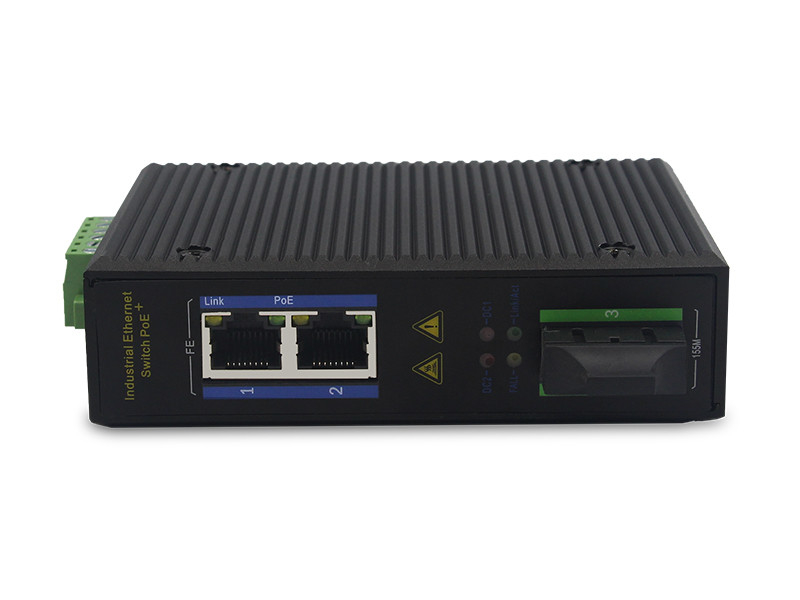 UT12FP-SC20 unmanaged industrial 2x10/100Base-Tx POE+ 1x100M-Fx SC ethernet switch DIN Rail