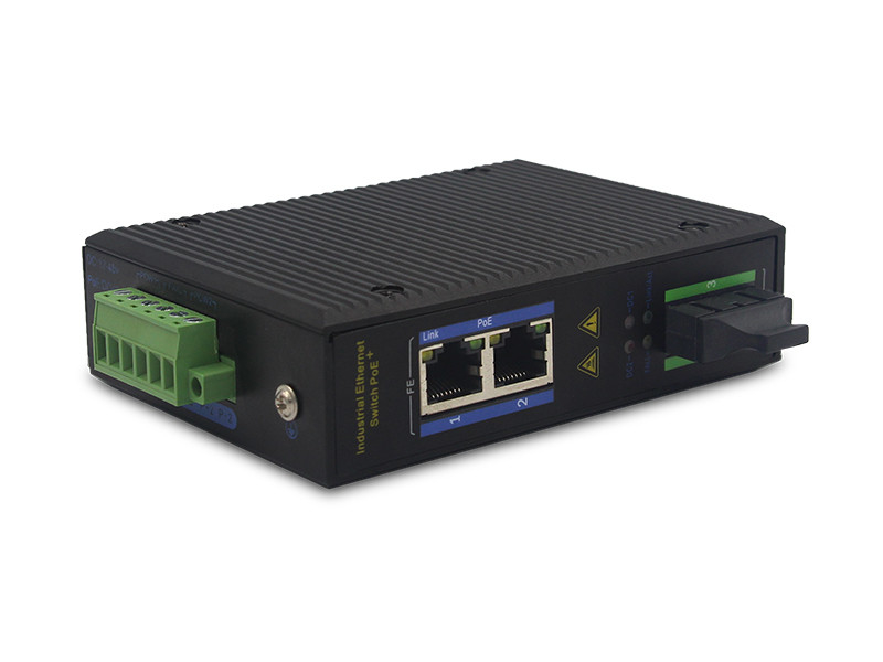 10/100M media converter 1fiber+2RJ45 unmanaged industrial switch with DIN rail for outdoor use