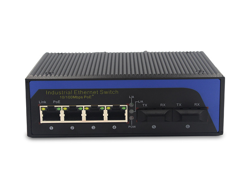 UT24FP-SC20 unmanaged industrial 4x10/100Base-Tx POE+ 2x100M-Fx SC ethernet switch DIN Rail