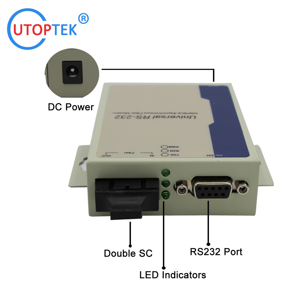 RS232 DB9 to Fiber Modem, RS232/422 Rs485 over Fiber Converter for